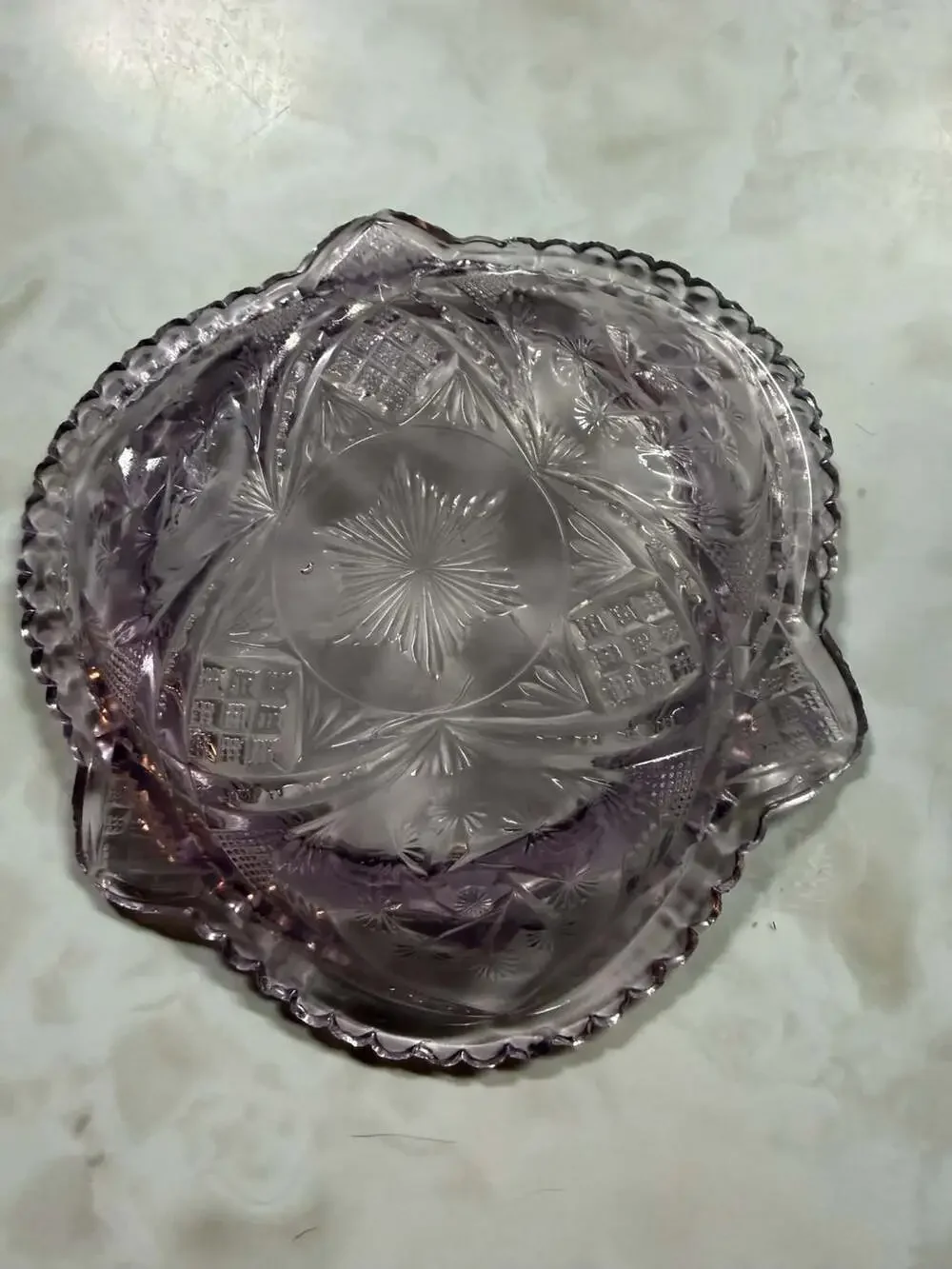 Antique Early American Pressed Glass Lavender Amethyst Bowl Late Victorian Edwar
